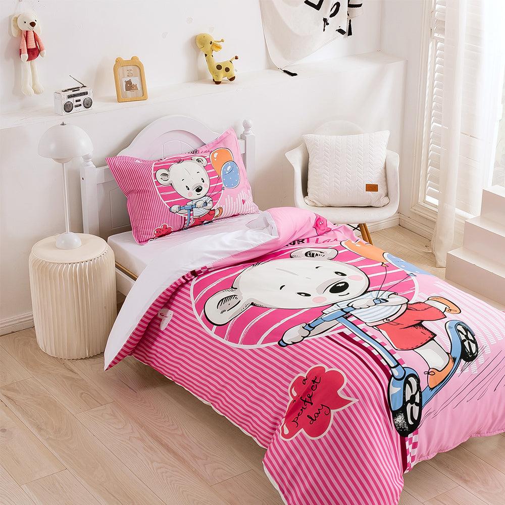 3D Cartoon Animal Bear Pink Quilt Cover Set Bedding Set Duvet Cover Pillowcases 352
