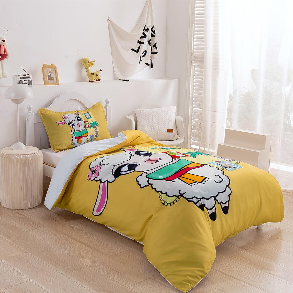 3D Cartoon Animal Sheep Yellow Quilt Cover Set Bedding Set Duvet Cover Pillowcases 361