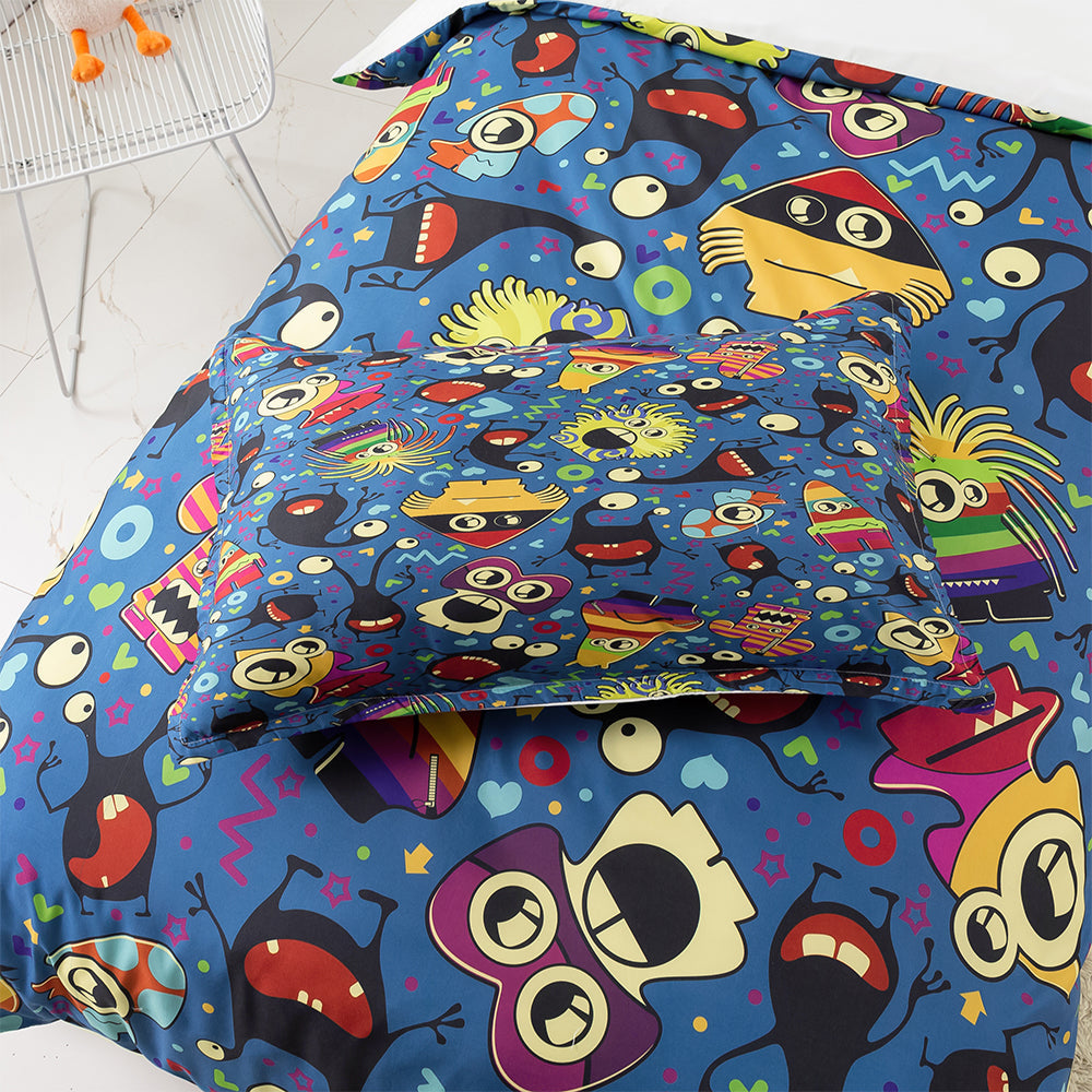 3D Blue Monster Cartoon Quilt Cover Set Bedding Set Duvet Cover Pillowcases 434