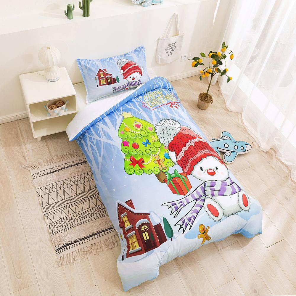 3D Cartoon Christmas Snowman Quilt Cover Set Bedding Set Duvet Cover Pillowcases 94