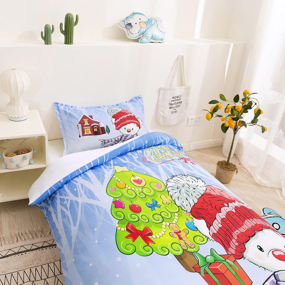 3D Cartoon Christmas Snowman Quilt Cover Set Bedding Set Duvet Cover Pillowcases 94