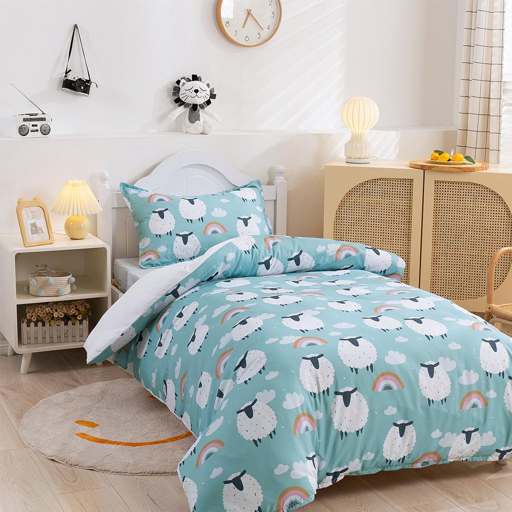 3D Cartoon Animal Sheep Rainbow Quilt Cover Set Bedding Set Duvet Cover Pillowcases 460