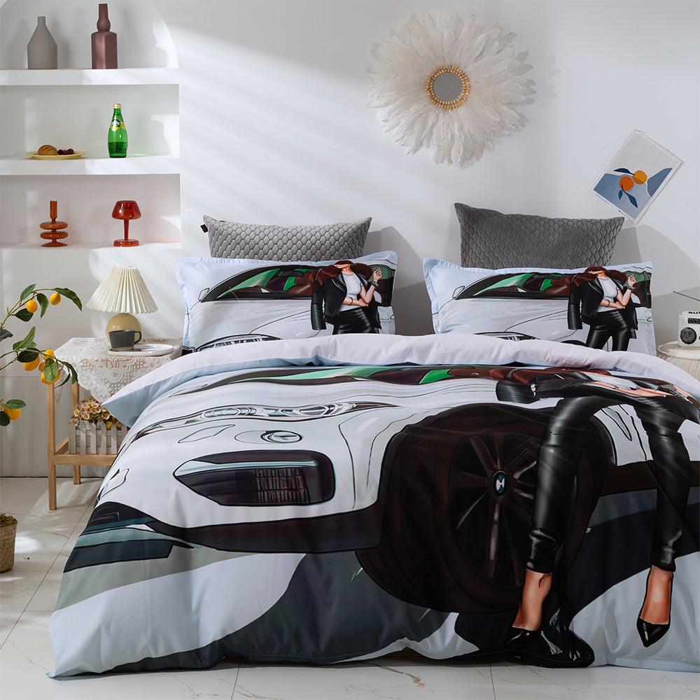 3D Beauty Car Quilt Cover Set Bedding Set Duvet Cover Pillowcases 66