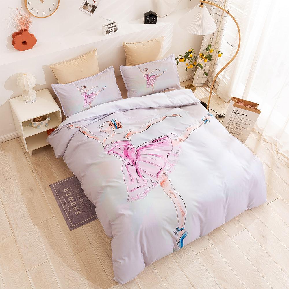 3D Cartoon Ballet Girl Quilt Cover Set Bedding Set Duvet Cover Pillowcases 72