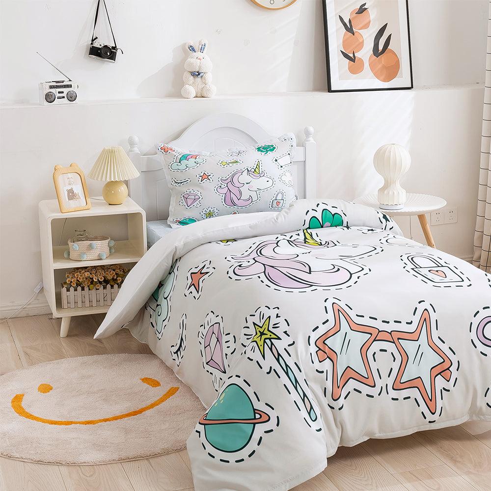 3D Cartoon Animal Unicorn Star Quilt Cover Set Bedding Set Duvet Cover Pillowcases 374