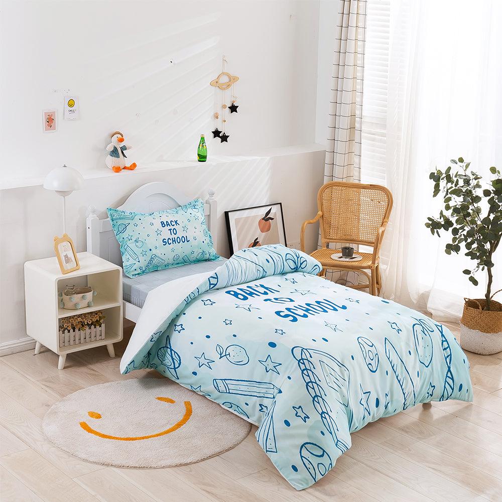 3D Cartoon Blue Learning School Supplies Quilt Cover Set Bedding Set Duvet Cover Pillowcases 389