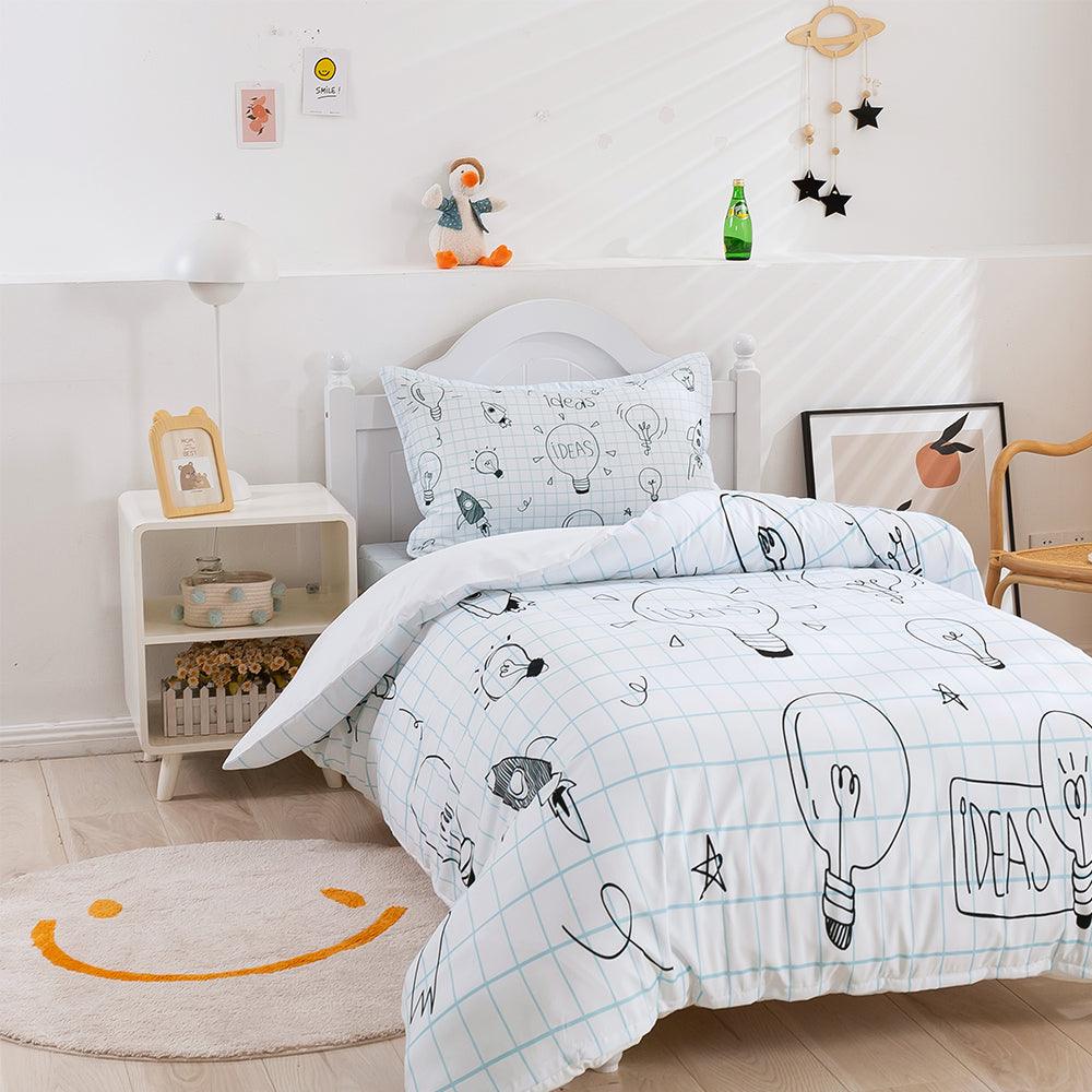 3D Cartoon Light Bulb Idea Quilt Cover Set Bedding Set Duvet Cover Pillowcases 391