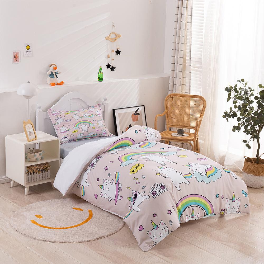 3D Cartoon Animal Unicorn Rainbow Quilt Cover Set Bedding Set Duvet Cover Pillowcases 398