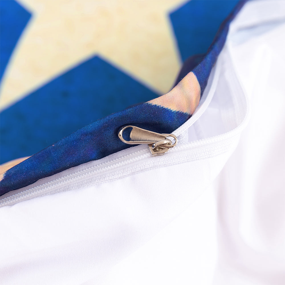 3D Blue Gold Star Quilt Cover Set Bedding Set Duvet Cover Pillowcases 425