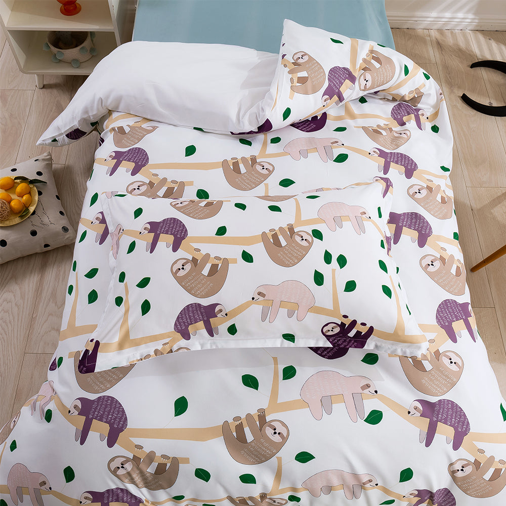 3D Bradypod Animal Branch Cartoon Pattern Quilt Cover Set Bedding Set Duvet Cover Pillowcases 53