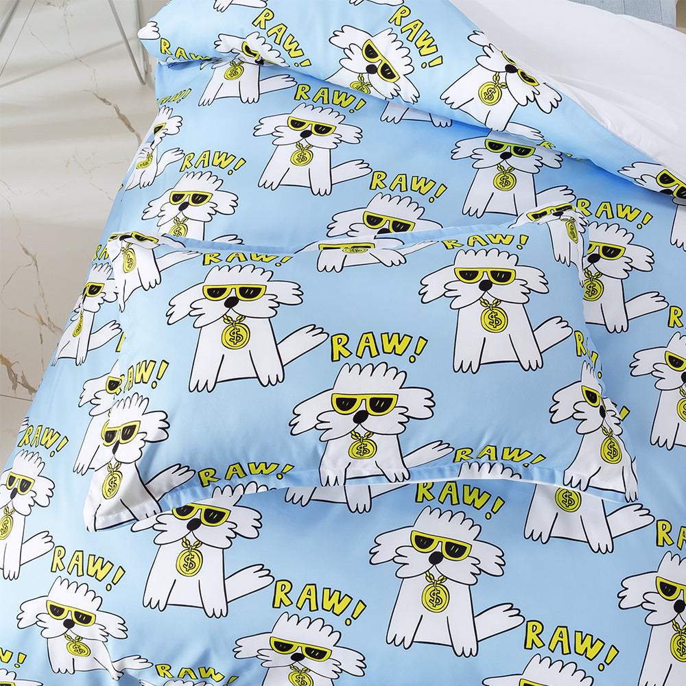 3D Blue Dog Cartoon Pattern Quilt Cover Set Bedding Set Duvet Cover Pillowcases 320