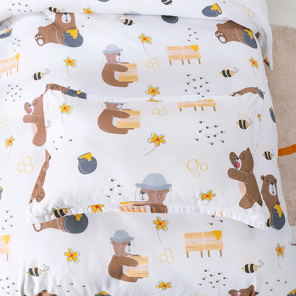 3D Bear Floral Honey Cartoon Pattern Quilt Cover Set Bedding Set Duvet Cover Pillowcase 324
