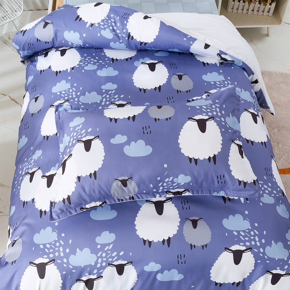 3D Blue Sheep Clouds Cartoon Pattern Quilt Cover Set Bedding Set Duvet Cover Pillowcases 332