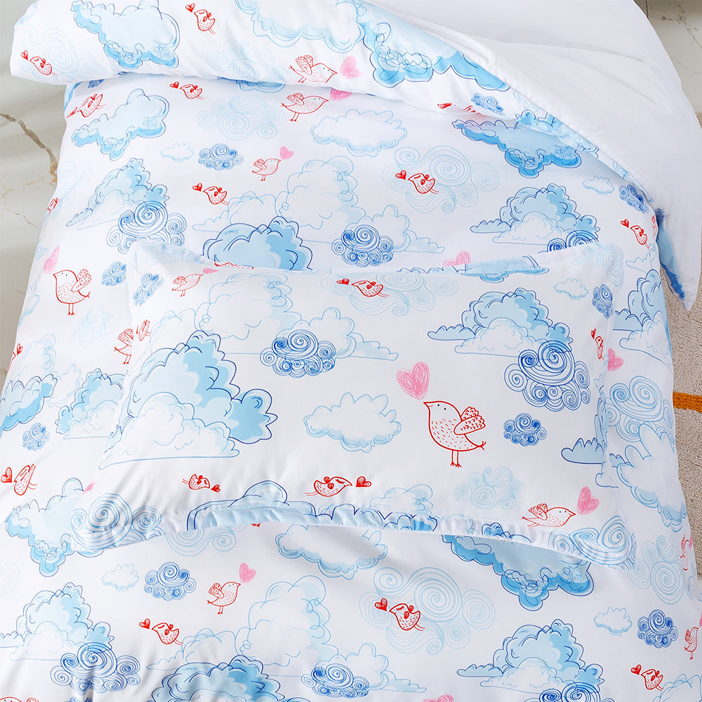 3D Clouds Watercolor Blue Birds Pattern Quilt Cover Set Bedding Set Duvet Cover Pillowcases 338