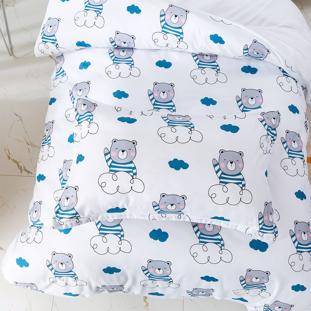 3D Bear Clouds Blue Cartoon Pattern Quilt Cover Set Bedding Set Duvet Cover Pillowcases 339