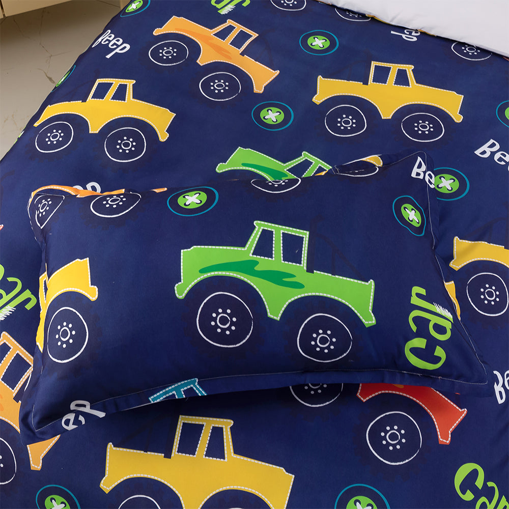 3D Blue Car Pattern Cartoon Quilt Cover Set Bedding Set Duvet Cover Pillowcases 371