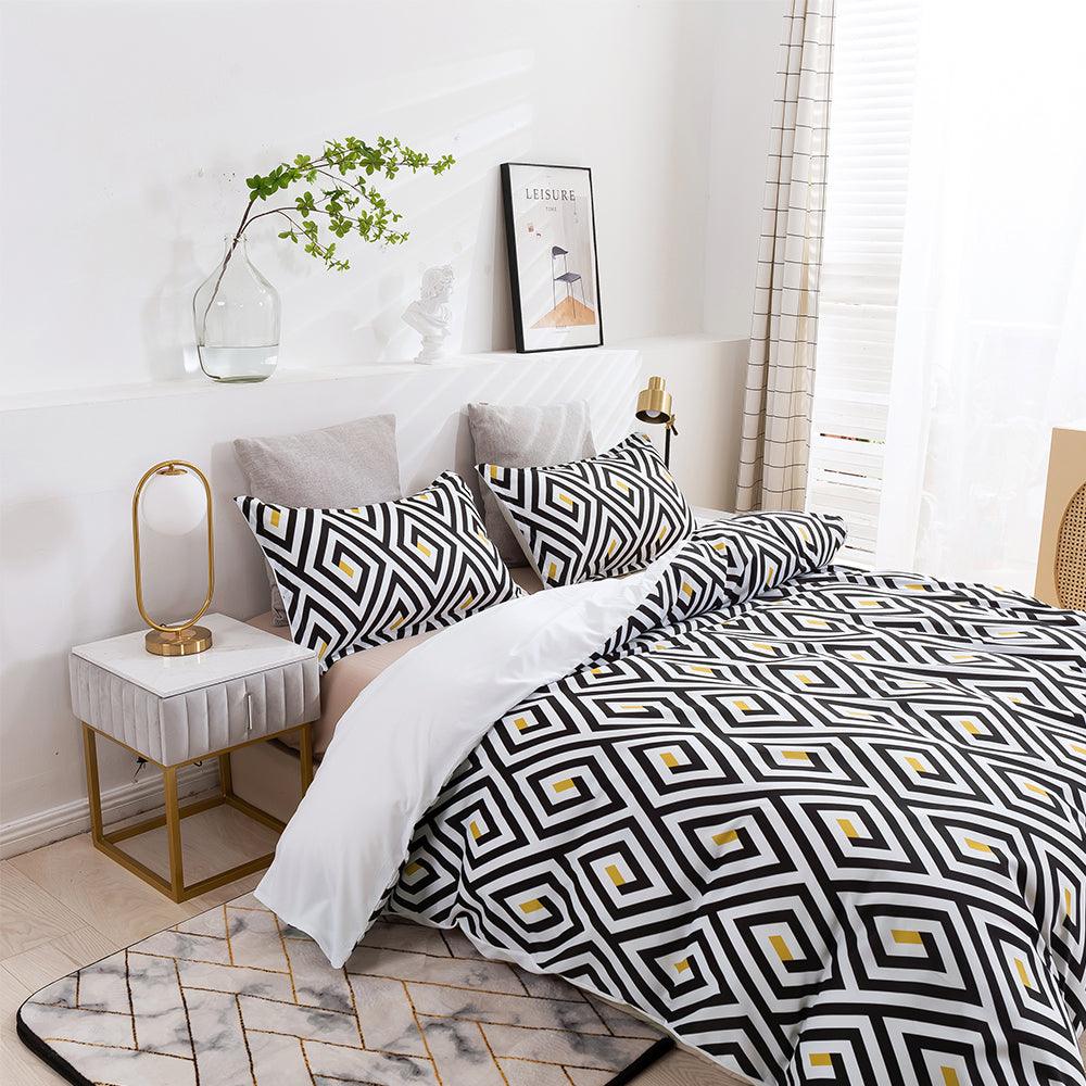 3D Abstract Geometry Black Quilt Cover Set Bedding Set Duvet Cover Pillowcases 458