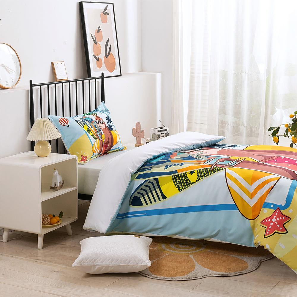 3D Cartoon Animal Beach Surfboard Quilt Cover Set Bedding Set Duvet Cover Pillowcases 322