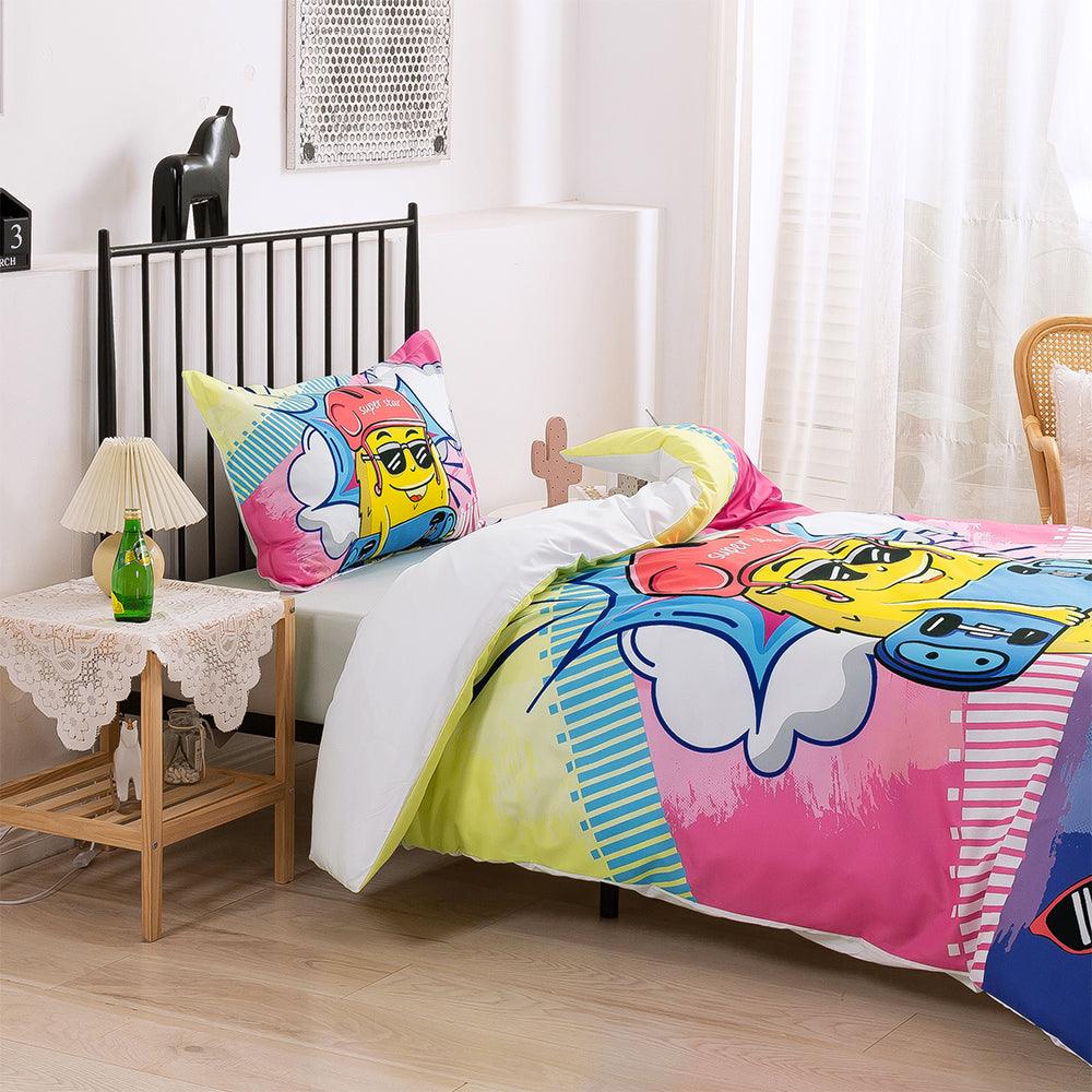 3D Cartoon Pineapple Skateboard Quilt Cover Set Bedding Set Duvet Cover Pillowcases 331