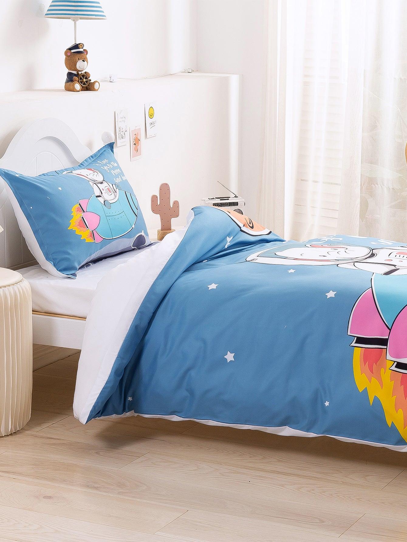 3D Cartoon Elephant Astronaut Space Quilt Cover Set Bedding Set Duvet Cover Pillowcases 337