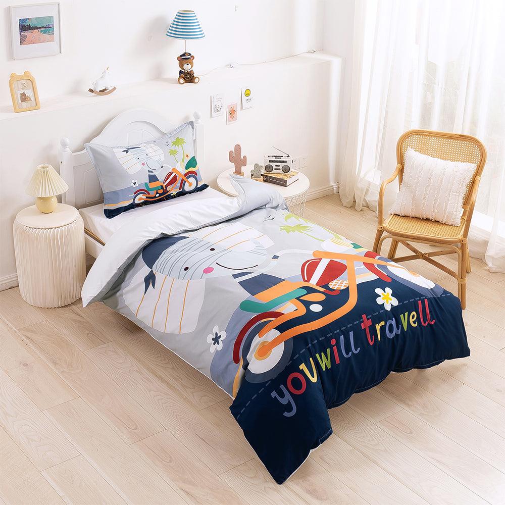 3D Cartoon Animal Elephant Bike Quilt Cover Set Bedding Set Duvet Cover Pillowcases 334