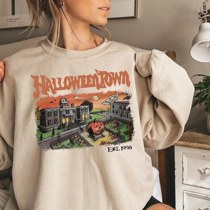 Halloweentown Est 1998 Sweatshirt Halloween Town Crewneck Retro Halloween Sweater Halloweentown University Hoodie Halloween Fall Sweatshirt