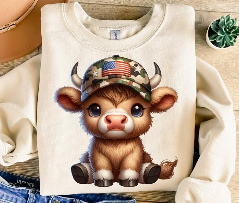 Highland Cow Sweatshirt, Camouflage Sweatshirt, 4th Of July Sweatshirt, American Flag Sweatshirt, Western Sweatshirt