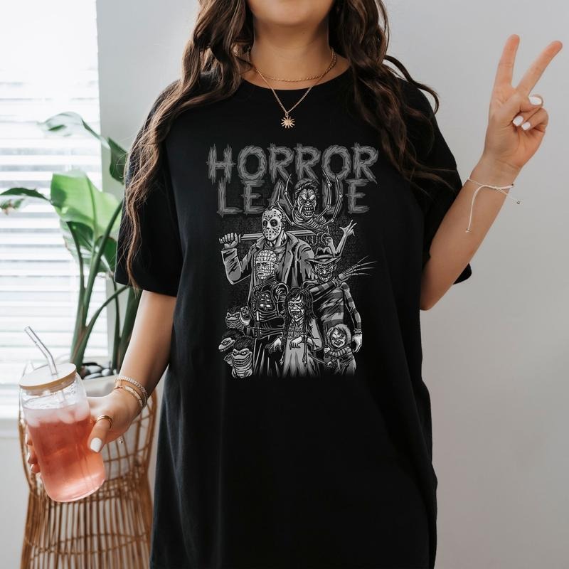 Horror League Halloween Tshirt Jason Voorhees Michael Myers Freddy Krueger Chucky Shirt Horror Halloween Shirt Horror Character Shirt