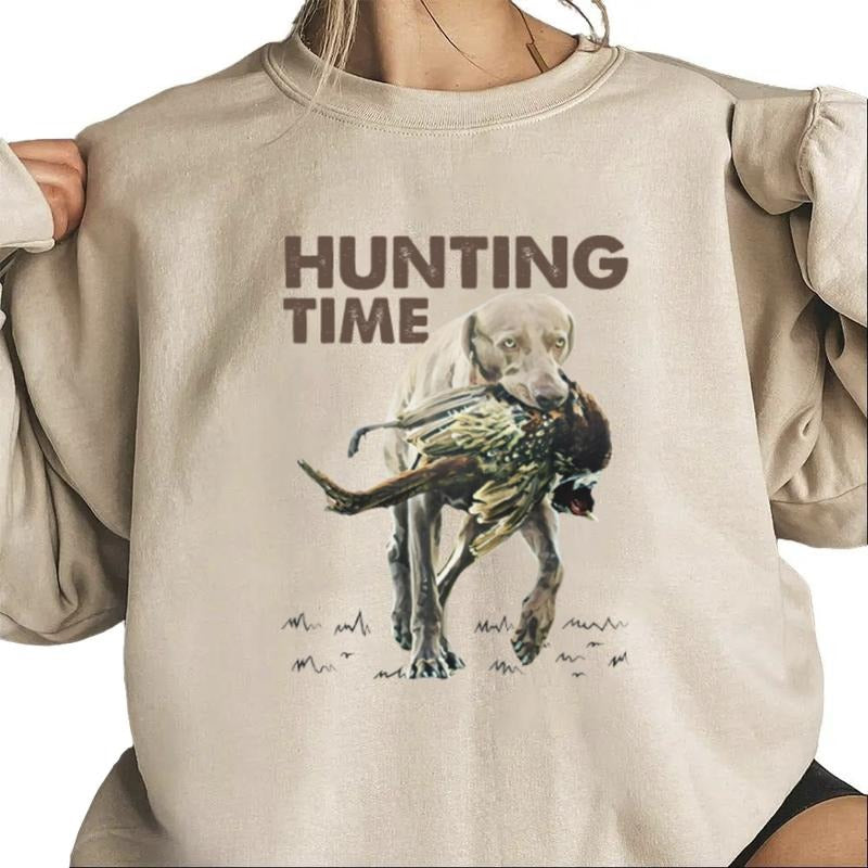 Hunting Time Retro Dog Mallard Duck Vintage Sweatshirt Hello Hunting Season Duck Deer Turkey Chicken Hoodie, Unisex Nature Animal Lover