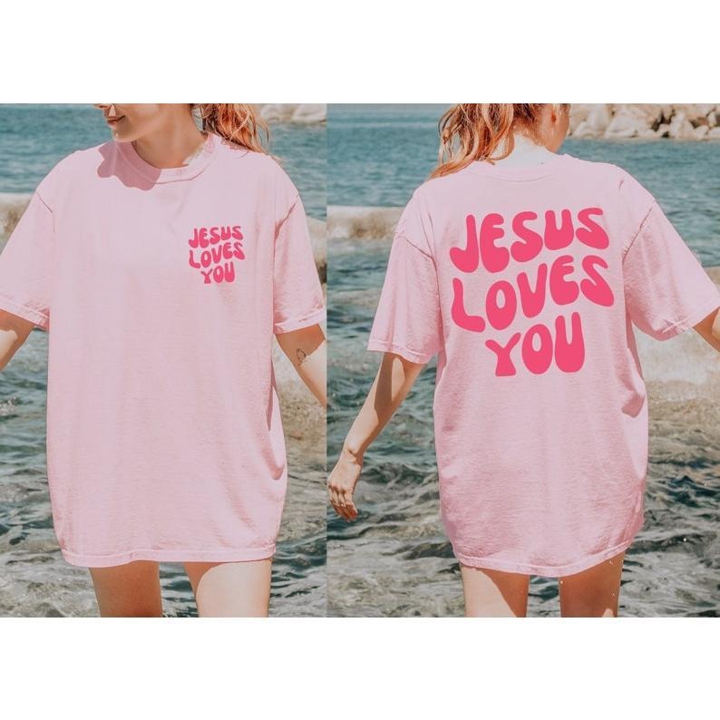 Jesus Loves You Tee, Jesus Shirt, Christian Shirt, Aesthetic Clothes, Bible Verse Shirt, Christian Merch T43 Cotton Menswear