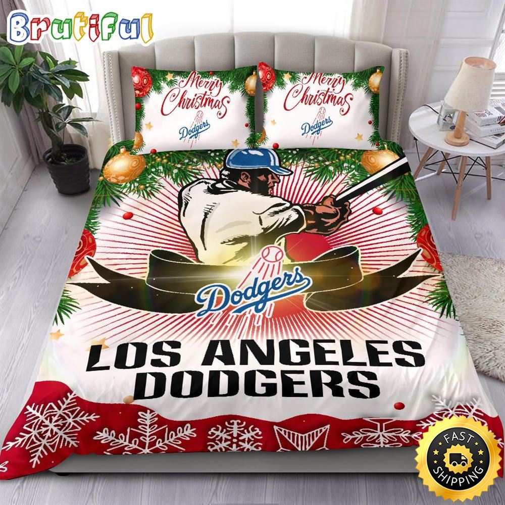 MLB Los Angeles Dodgers Bedding Sets Merry Christmas Quilt Bedding Sets