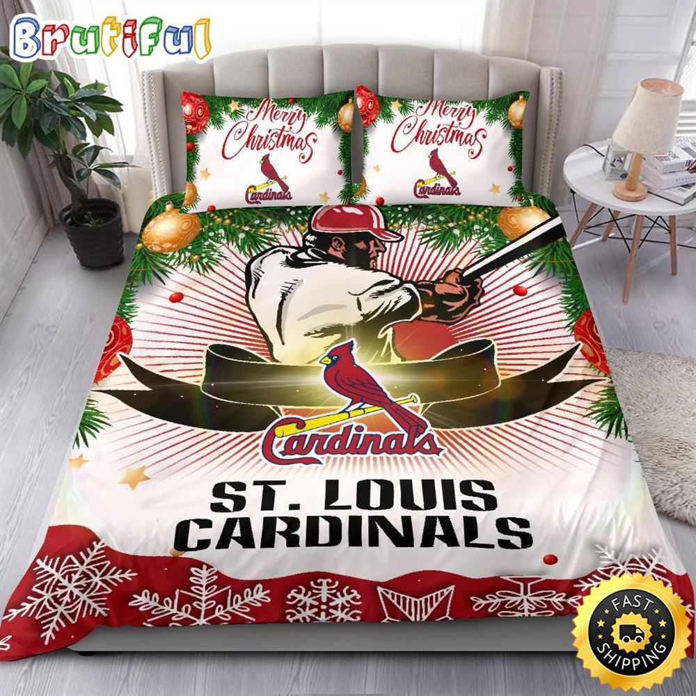 MLB St. Louis Cardinals Bedding Sets Merry Christmas Quilt Bedding Sets
