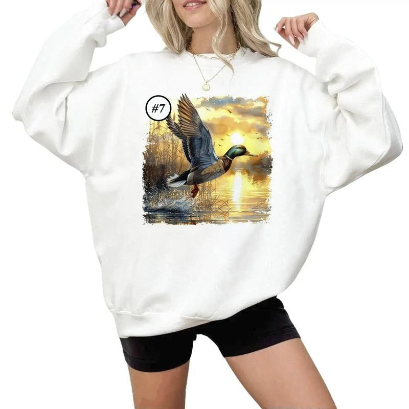 Mallard Duck Wild Duck Sweatshirts Sunset Wetland Hunting Flying Ducks Hunting Season T-shirt Unisex Cute Hoodie Cotton Womenswear
