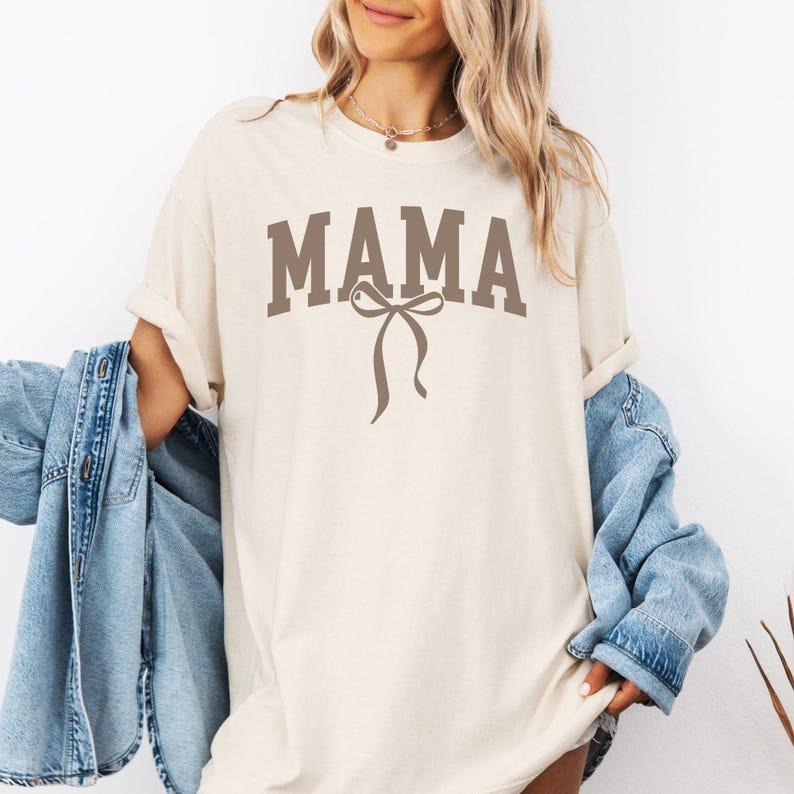 Mama Shirt Comfort Colors, Monochrome Mom Tee, Mother's Day Gift for Mom, New Mom Gift, College Block Mama Tee