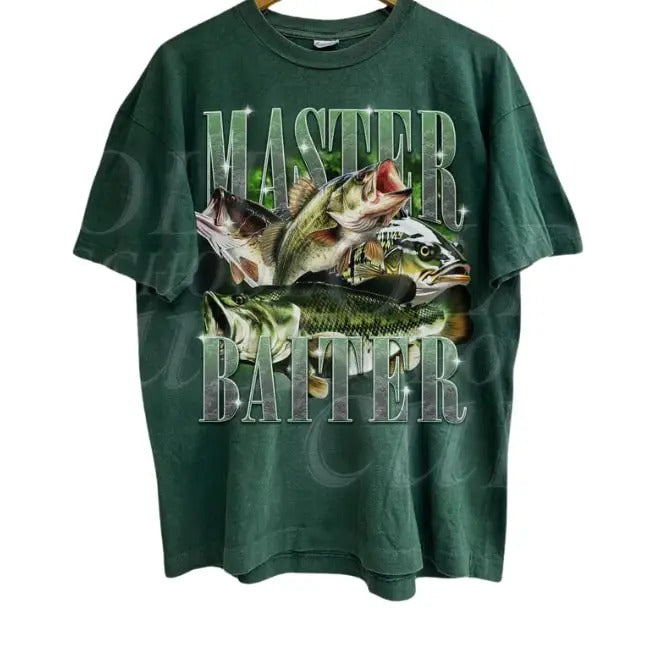 Master Baiter Retro Graphic T-Shirt, Bass Fishing Shirt For Men, Funny Fisher Tee, Husband Shirt, Bass Lovers Gift, Dad Gifts, Fish Lovers, vintage unisex