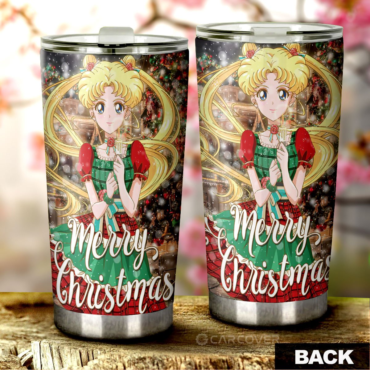 Merry Christmas Sailor Moon Tumbler Cup Custom Anime Car Accessories