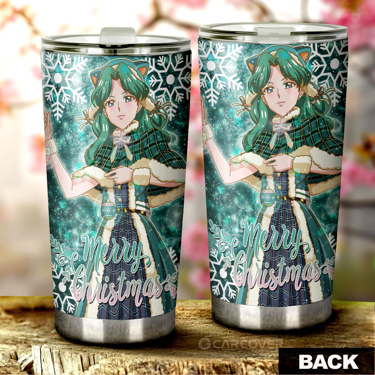 Merry Christmas Sailor Neptune Tumbler Cup Custom Anime Sailor Moon Car Accessories