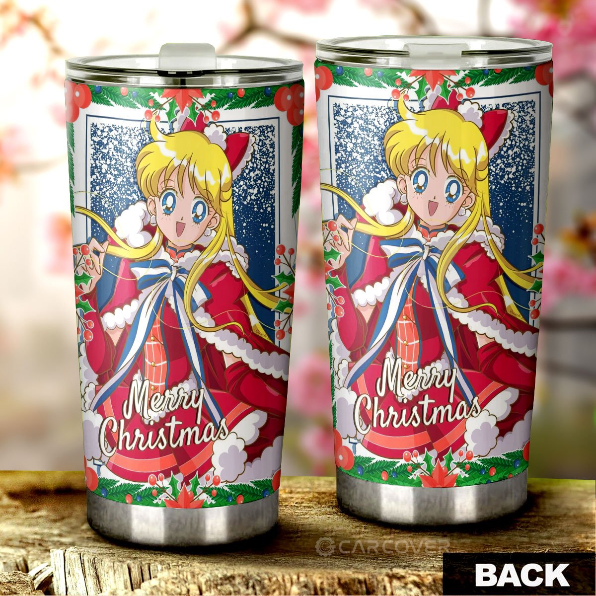 Merry Christmas Sailor Venus Tumbler Cup Custom Anime Sailor Moon Car Accessories