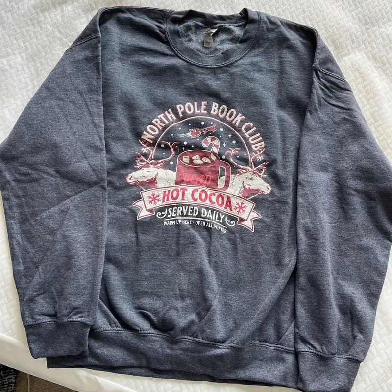 North Pole Book Club Sweatshirt, Bookish Christmas Sweater, Book Lover Gift, Christmas Gift, Christmas Sweatshirt, Bookish Crewneck Classic Cotton