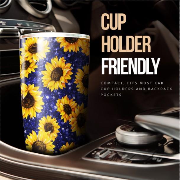 Personalized Sunflower Tumbler Cup Custom Stainless Steel