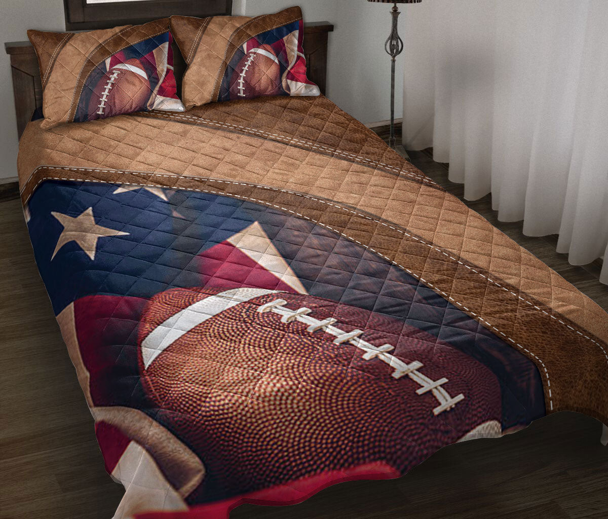 Football Quilt Set, American Football Football Quilt Blanket With Pillowcases, Quilt Bedding Set