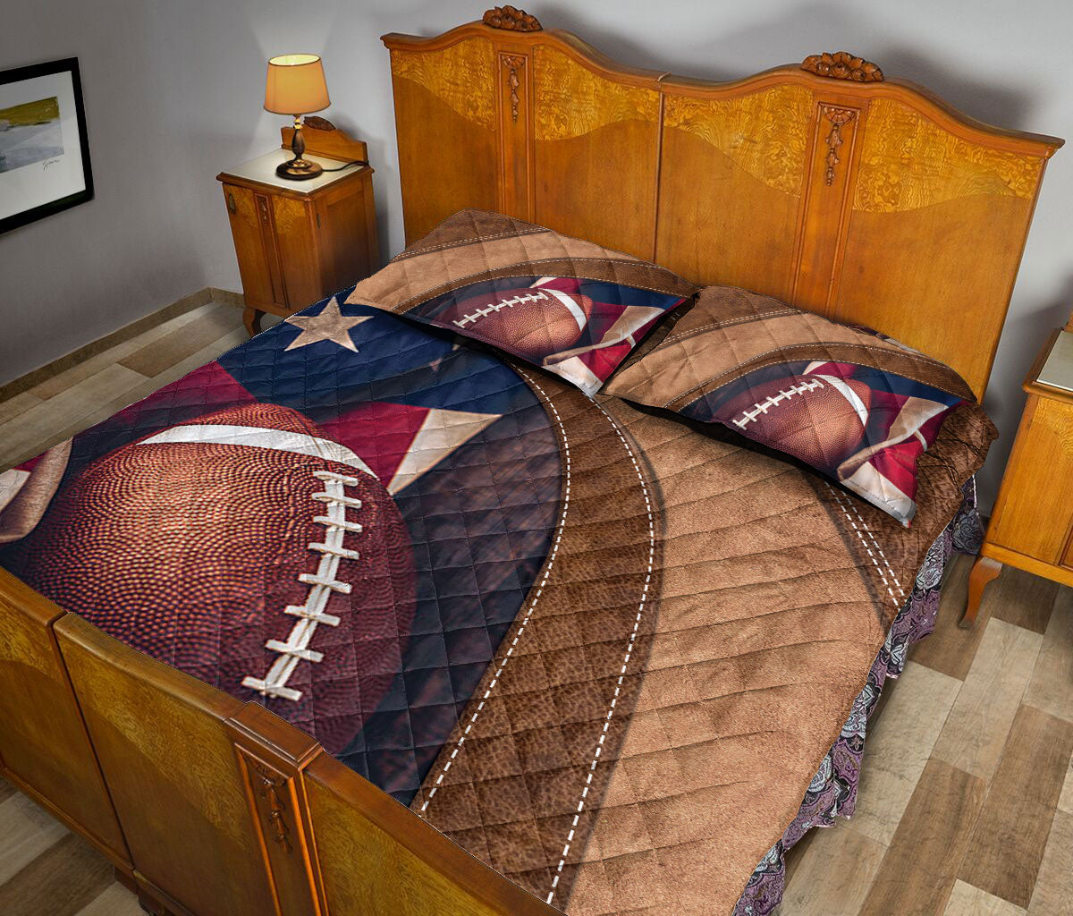 Football Quilt Set, American Football Football Quilt Blanket With Pillowcases, Quilt Bedding Set