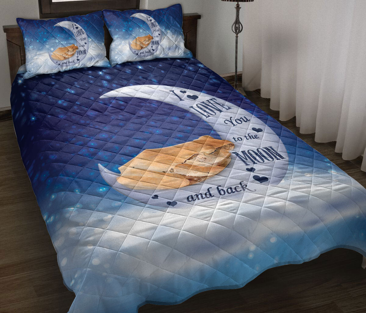 Frog Quilt Set, Frog I Love You To The Moon And Back Quilt Blanket With Pillowcases, Quilt Bedding Set