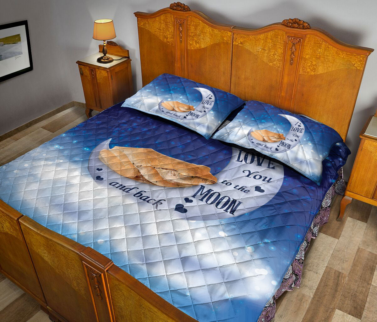 Frog Quilt Set, Frog I Love You To The Moon And Back Quilt Blanket With Pillowcases, Quilt Bedding Set
