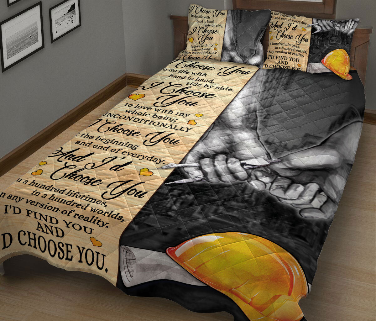 Civil Engineer Quilt Set, Civil Engineer I Find You & I Choose You Couple H Usband & Wife Quilt Blanket With Pillowcases, Quilt Bedding Set