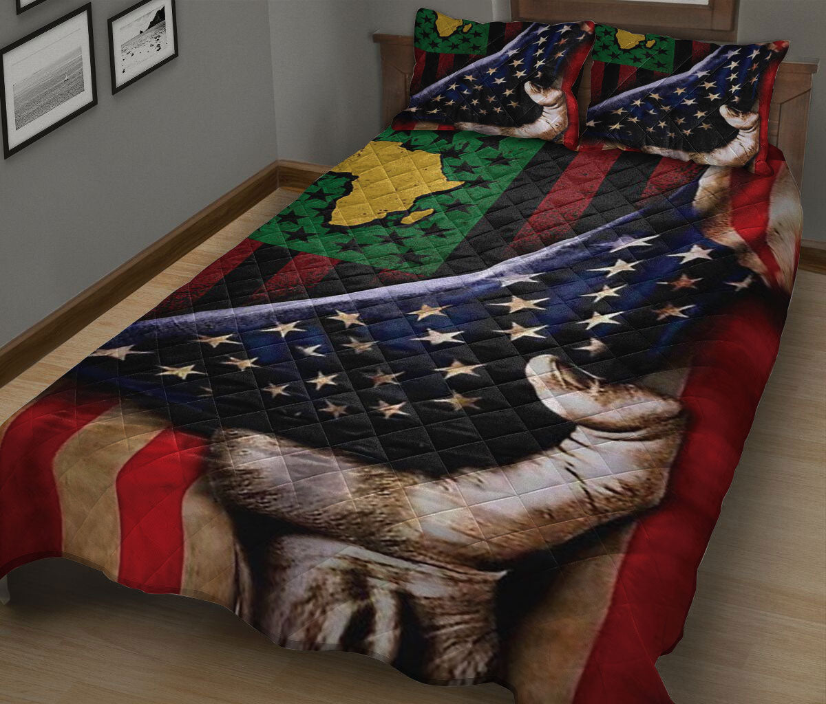 African Quilt Set, African Map Afro American Juneteenth June 19Th 1865 Independence Day Freedom Quilt Blanket With Pillowcases, Quilt Bedding Set