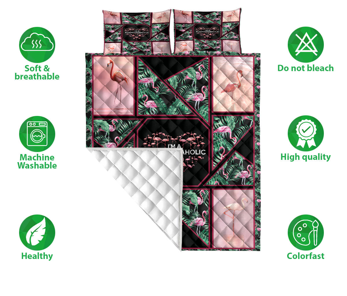 Flamingo Quilt Set, Flamingo I'M A Flamingo Aholic Quilt Blanket With Pillowcases, Quilt Bedding Set
