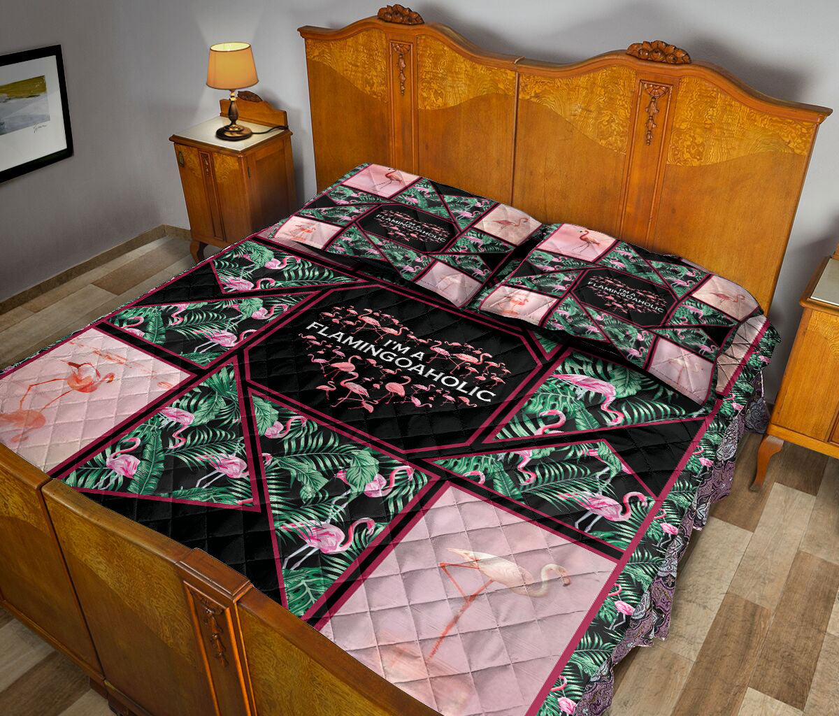 Flamingo Quilt Set, Flamingo I'M A Flamingo Aholic Quilt Blanket With Pillowcases, Quilt Bedding Set