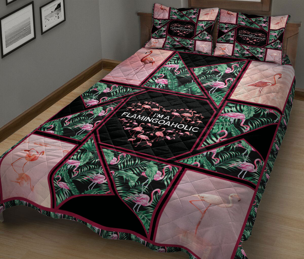 Flamingo Quilt Set, Flamingo I'M A Flamingo Aholic Quilt Blanket With Pillowcases, Quilt Bedding Set