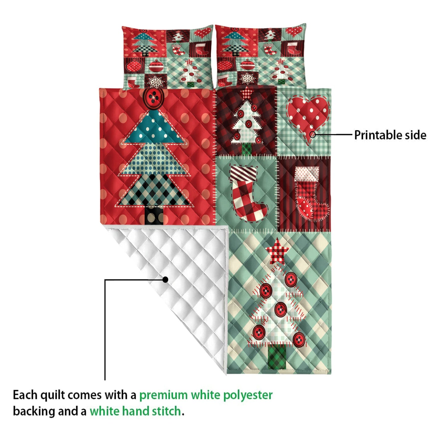 Christmas Quilt Set, Christmas Patchworkmas Tree Stockingmas Quilt Blanket With Pillowcases, Quilt Bedding Set, Christmas Gift
